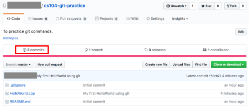 GitHub Commits Page link