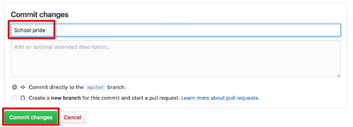 GitHub Commits Page link