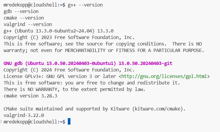 Expected tool version results